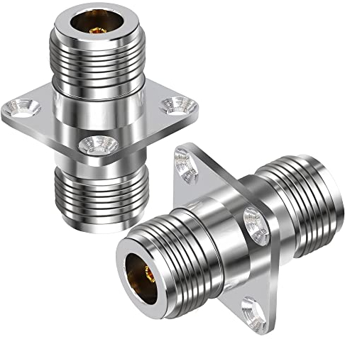TUOLNK N Buchse Koax Adapter auf N Buchse 4 Loch Flansch Panel Mount Koaxial Stecker für Verlängerungskabel 2St