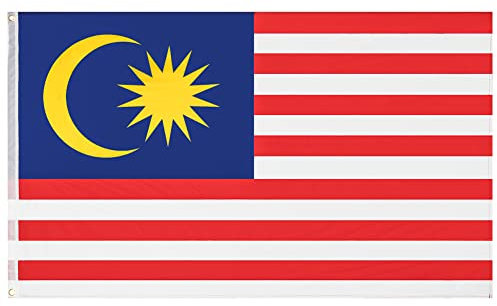MUWO Flagge Nations Together 90 x 150 cm Nationalmanschaften, doppelseitige Gartenflagge, wetterfeste Fanflagge, Fußballflagge Polyester Länderfagge Deutschland mit Ösen (Malaysia)