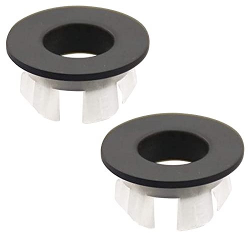 Carkio Kitchen Bathroom Sink Overflow Ring 2 Pack Black Overflow Drain Cover Round Basin Hole Cover Suitable for Bathtub Kitchen Basin 1.2x0.6in