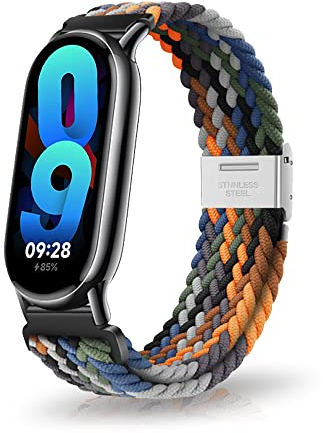 MiRowy Armband Kompatibel mit Xiaomi Smart Band 10 / Xiaomi Smart Band 9 / Mi 8 Armbänder, Elastisch Geflochtene Ersatzarmbänder, Soft Nylon Sport Uhrenarmband, Tarnung Bunt