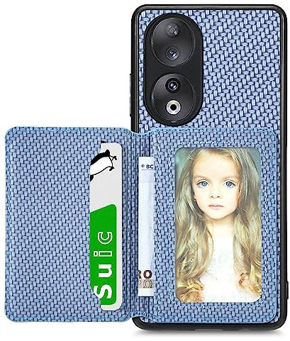 MOJIA Coque pour Honor 90 5G, Étui Ultra Mince Tendre TPU, Housse de Téléphone Antichoc Anti-dérapant avec Blocage RFID Sac de Carte. Bleu