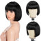 Style Icon Bob Echthaar-Perücken mit Pony für Frauen 8 Zoll schwarz keine Spitze vorne Klebefreie Perücken Maschine gemacht Perücke 150% Dichte (1B)