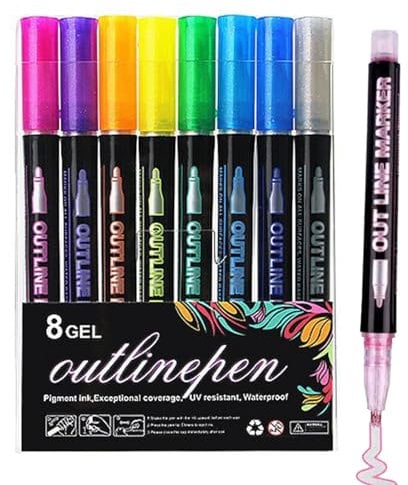 boiler Outline Marker Pens - Double Outline Painting Pens | Highly Pigmented Super Squiggles Paint Pens for Art Crafts Metal, Wood, Ceramic