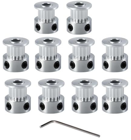Super Print GT2 Riemenscheibe GT2 Pulley 20 Zähne 20 Teeth 6.35mm Bohrung Breite 6mm Aluminium 20T Pulley Rad für 6mm Breite GT2 Zahnriemen. (10Stück)