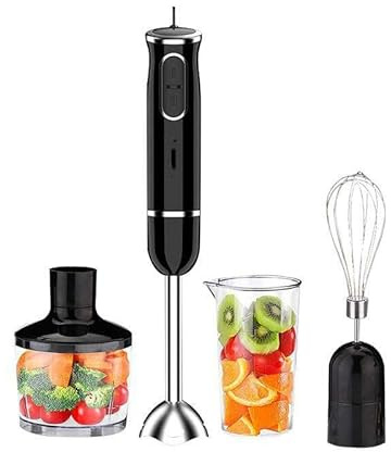 4-in-1 Hand Blender,Handheld Stick Blender With Ice Chopper,Stainless Steel Whisk And Milk Frother For Smoothie,Sauces,Puree,Soup,Milk Coffee