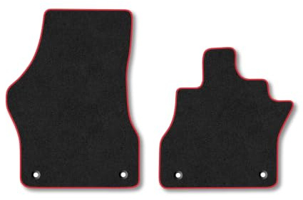 VW ID.Buzz (2022+) [MPV] Carpet Car Mats | Red Edge Trim Tailored Fit Floor Mats Full Coverage Protection Accessories Easy Clean Anti Slip Made in the UK