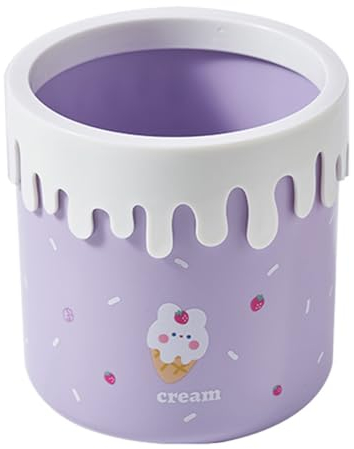 Koomuao Jumuao Mini Poubelle de Table, Corbeille à Papier en Plastique, Poubelle de Style Crème Glacée Petite Poubelle de Salle de Bain Poubelle pour Le Bureau, la Chambre (Violet)