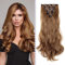 Elailite Clip in Extensions, Goldbraun - Haarverlängerung Haarteil Gewellt günstig, 8 Tressen Hair Extensions Clip, 43cm 140g für Voller Kopf