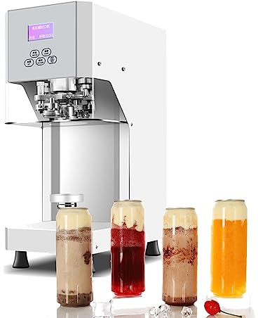 Commercial Automatic Tin Can Sealing Machine Soda Sealer Cup Body Rotation Aluminum Beer Bottles PET Jar Cans Seamers (Color : White, Size : 220V)