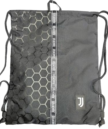 SJ GANG STYLE JAM GANG - Sacca Zaino Sport Bambino, Zaino con Chiusura Coulisse, Sacca EASY BAG Sport, F.C. JUVENTUS Calcio, Nero, 37 x 47 cm