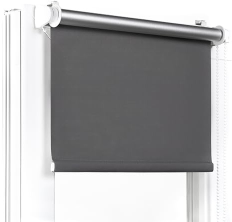 Fenster DEKOR - Rollos Für Fenster Ohne Bohren Dunkelgrau - Verdunkelungsrollo B85 x H230 cm - Klemmrollo Verdunkelung - Fensterrollo Für Balkontüren - Verdunklungsrollo Leicht Zu Installieren