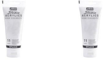 PEBEO Pébéo - Studio Acrylics Fine Acrylic - Acrylic Paint - White Acrylic - Titanium White, 100 ml (Pack of 2), 831-011