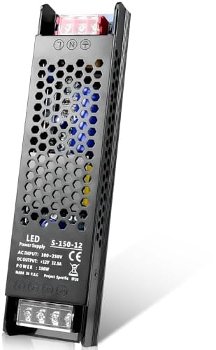 InShareplus LED Trafo 12V 150W 12.5A, Schlankes LED-Netzteil AC 230V zu 12V DC Adapter, Konstante Spannung Netzteil 12V für LED-Streifen, LED-Streifen Schrankleuchten, LED-Lampen und Innenlampen.