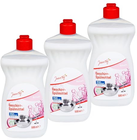 Jeden Tag Spülmittel Sensitiv 500ml | Hohe Fettlösekraft mit Aloe Vera für strahlend sauberes Geschirr, schonend zu Händen, ergiebige Formel für lange Nutzung, ideal für Küche und Haushalt (3er Pack)