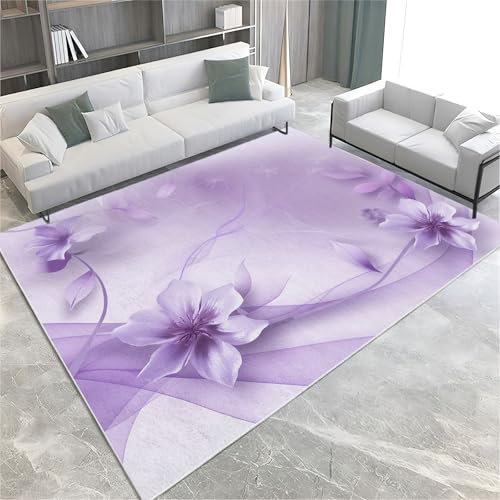 Lilla Tappeti 180 x 240 cm fiori di tulipano Tappeto Pelo Corto Moderno Soggiorno Tappeti Antiscivolo Tappeti Morbidi e Moderni Adatti per la Decorazione Domestica