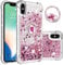 IMEIKONST Coque pour iPhone XR Étui avec Support, Paillette Liquide Bling Glitter Cristal Transparente Antichoc TPU Silicone Bumper Housse pour iPhone XR 6.1. Love Rose YBZ