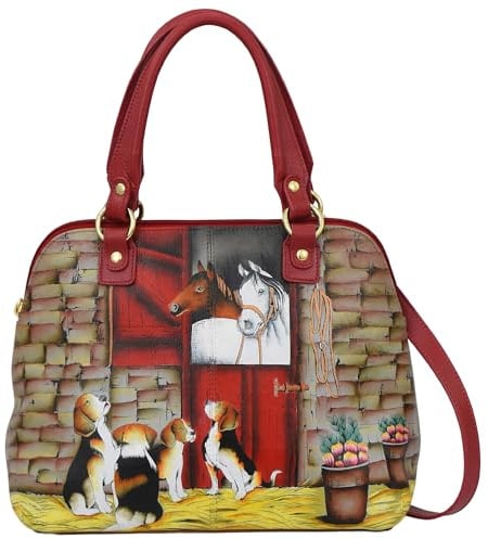Anuschka Damen Original handbemalte Echtleder Medium Satchel