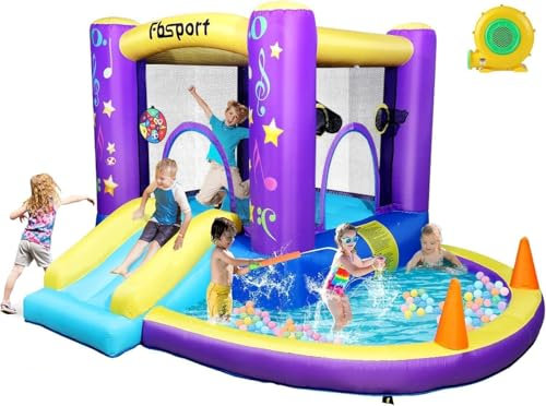Inflatable Bounce House, Kids Bounce Castle Slide for Indoor Outdoor,Toddler Baby Jumper Bouncer, Kids Jumping Bouncy House with pump, Ball Pit Pool, Basketball Hoop, Dart Game 285 ×254 ×165 CM