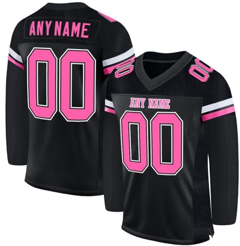 Generisch Personalisiert American Football Trikot Individuelles Name Nummer Spieltrikots Schnelltrocknend Rugby Trikots Damen Herren Junge Mädchen Kinder Sport Oberteil Atmungsaktiv Langarm T-Shirts