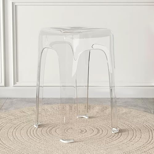 Esszimmerstühle aus Acryl, stapelbar, für Restaurants und Schulen, transparente rückenfreie Hocker, platzsparend, ideal für Partys