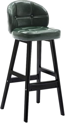 DZYHFCO Barhocker aus Massivholz für Küche, Restaurant und Zuhause, 75 cm hoch, rotes PU-Kissen, rutschfeste Unterlage
