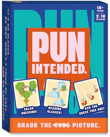 Pun Intended – Hilarious Picture Guessing Card Game for Families & Adults | Fast-Paced Fun, Guess the Picture Game, Gift for Pun & Game Lovers, Party Game for 2–10 Players