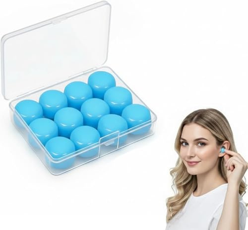 The Real Touch Moldable Silicone Ear Plugs – Reusable Noise Reducing Ear Plugs for Sleeping, Swimming, Snoring, Concentration & More (6 Pairs / 12pcs), 27dB Attenuation