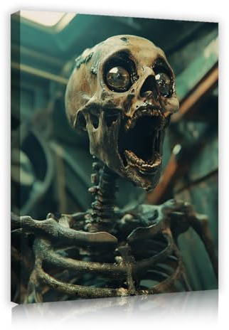 YUNART Halloween Wandkunst Horror College Stil Skelett Leinwand Drucke Wanddekoration Gothic Schädel Poster Bild für Home Office 30x40cm Innenrahmen