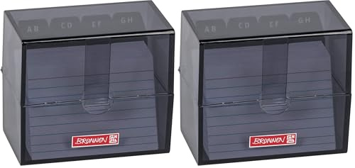 Brunnen 102058090 Karteikasten, 8, 5 x 7, 5 x 4, 8 cm (für A8 Karteikarten), Polystyrol, Onyx, Colour Code (Packung mit 2)