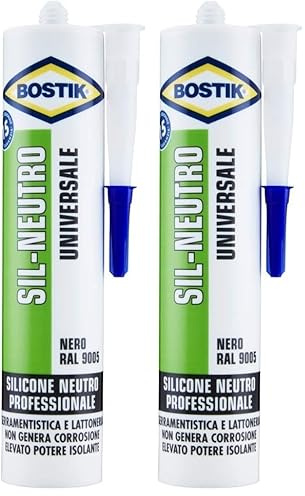 Bostik SIL-NEUTRO silicone nero RAL 9005 300ml (Confezione da 2)