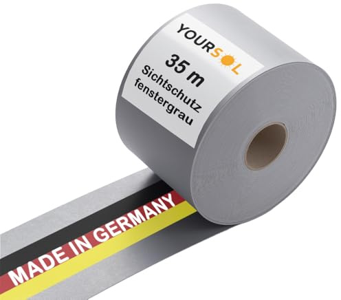 YOURSOL Sichtschutzstreifen Zaun 35 m Rolle grau, ohne Befestigungsclips, Zaunblende für Doppelstabmattenzaun & Stabmattenzaun, Sichtschutz Zaunfolie