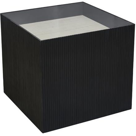 SVITA Eva Beistelltisch Wohnzimmertisch Eckig Quadratisch 50x50 Rattan-Optik Paulownia Holz Schwarz/Natur