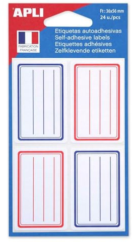 agipa 11278 Buchetiketten, rot/blau, 36 x 56 mm, liniert