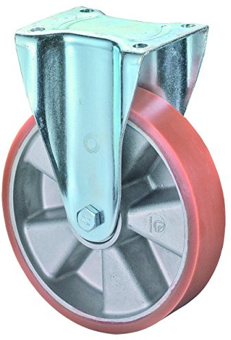 BS Rollen Schwerlast-Bockrolle, Anschraubplatte, Polyurethanrad, Aluminium Radkörper, N110.B90.129