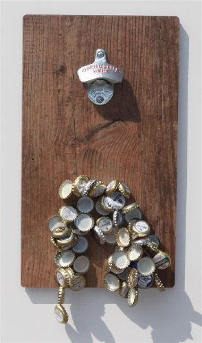 FLUX-Wandflaschenöffner in Holz-Optik Cognac mit Magnet-Falle