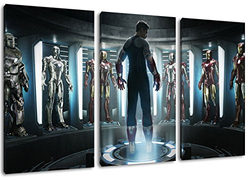 Marvel Helden 3-Teilig auf Leinwand, XXL riesige Bilder fertig gerahmt mit Keilrahmen, Kunstdruck auf Wandbild mit Rahmen