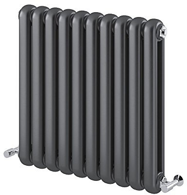 Edworth Horizontal Radiator | Curved Vertical Panel Double Column | Central Heating | Living Room Hallway Bathroom Kitchen Radiator | 600 x 622 | Anthracite