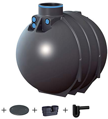 PREMIER TECH AQUA GmbH Zisterne 5200 Liter Standard Erdtank Blueline II mit Deckel, beruhigtem Zulauf und Siphon - Kunststoff, Kunststoffzisterne, Komplettset