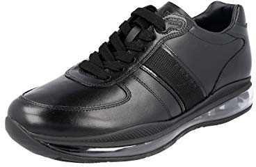 Prada Herren Schwarz Leder Sneaker 4E2746 O3Y F0002 43 EU/UK 9