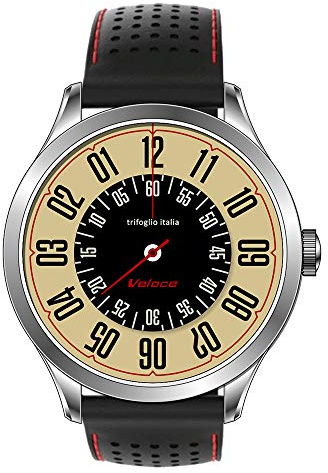 Trifoglio Italia Herren Uhr Analog Automatik Stahl Leder Veloce 42mm 8mm blau Sportlich & Luxuriös Schnalle Mineral Glas Wasserfest Automatik Uhr