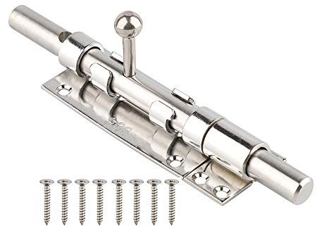 Verrou coulissant pour portail - En acier inoxydable 304 - Verrou à barillet - Cadenas non inclus - 15,2 cm - 20,3 cm