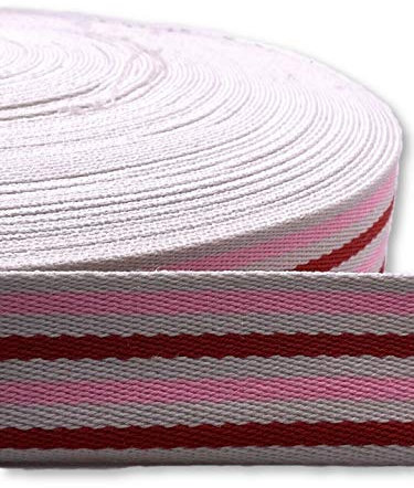 Gurtband 40mm Baumwolle Taschengurt Streifen 5 Farben (Rot/rosa)