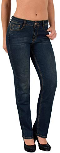 ESRA Jeans Damen High Waist Hose Straight Leg Jeans Damen Stretch Jeanshose - Baumwolle Jeans Hose Gerades Bein Stretch-Jeans G6