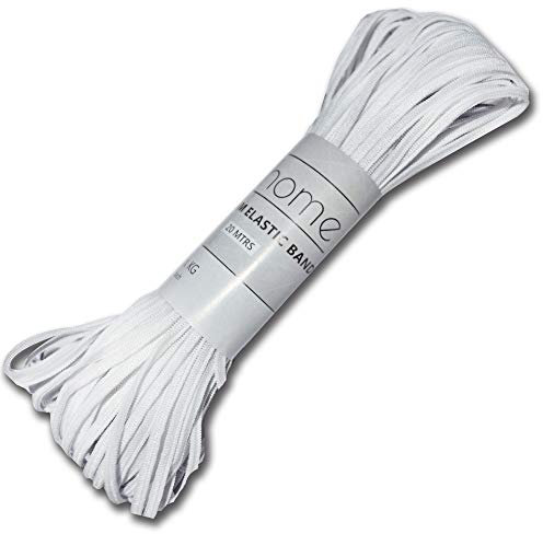 Urhome flaches 3mm Gummiband zum Nähen von DIY Kleidung Flachgummi | elastische Gummilitze Wäschegummi | Schnur Gummi mit hohe Elastizität Weiß in 10 Meter Länge