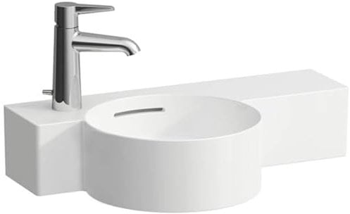 Laufen VAL Handwaschbecken, 1 Hahnloch links, mit Überlauf, 550x315mm, Ablage rechts, H815283, Farbe: weiss matt