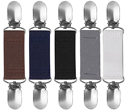 LONGHAO 5 pcs Sweater Cardigan Clips Pullover Clips Strickjacke Clips Rutschfeste Feste Schnalle,Rutschfester Clip,Handschuhclip,für Pullover,Kleider,Hemden Usw (Schwarz/Blau/Dunkelkaffee/Grau/Weiß)