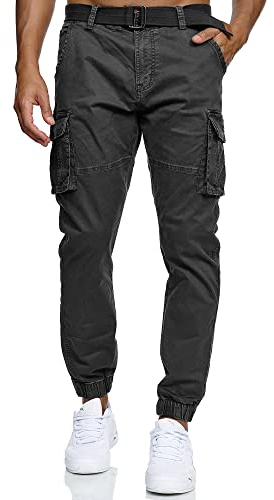 Indicode Herren Kerr Cargohose aus 98% Baumwolle | Cargo Hose für Männer Black, M