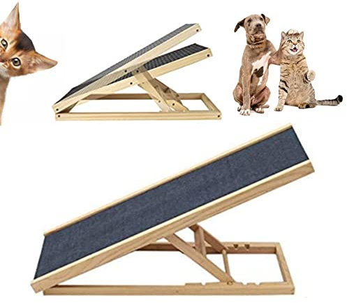 4 Adjustable Height Dog Car Ramp for High Bed Couch SUV Car, Wooden Pet Ramps for Small Medium Large Dogs, Folding Dog Ramp Ladder, Portable Lightweight Dog Stair Step, 30/40/50/60cm Height