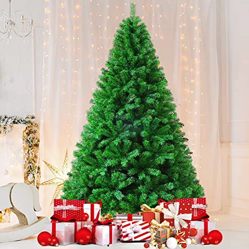 6ft Artificial Christmas Tree 800 Tips Bushy Artificial Tree with Metal Stand,for Indoor and Outdoor Holiday Decoration (6FT/1.8M)