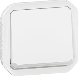 LEGRAND, Plexo New 069612L Wet Room Surface-Mounted 1-Way Toggle Switch with Control Function, Integrated Indicator Light, 10 Amps, 250 Volts, IP55 - IK07, Colour: Ultra White